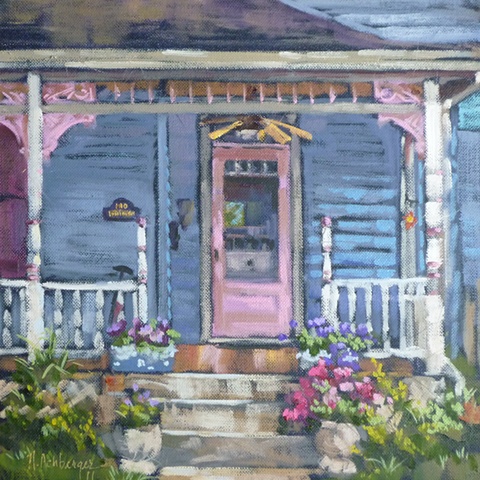 plein air painting of house on Loveland Ave., Loveland, Ohio
