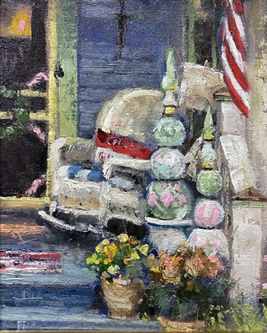 Porch, Oil on Board, Artwork, Milford, Ohio 