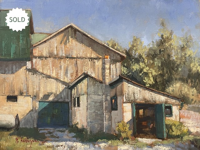 Barn, Oil on Board, Artwork, Milford, Ohio 