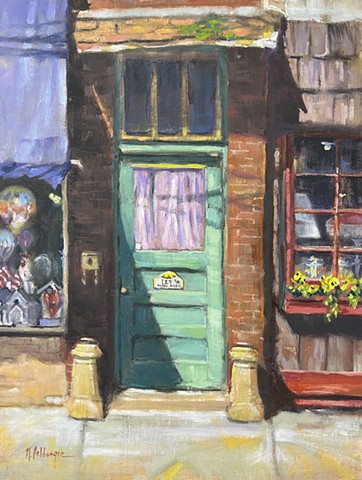 Green Door, Oil on Board, Artwork, Milford, Ohio 