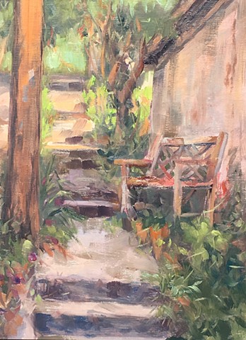 Stairway of Elm, Oil on Board, Artwork, Milford, Ohio 