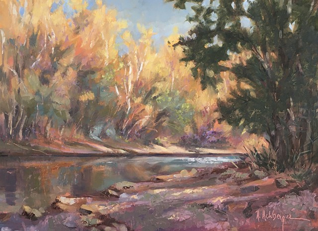 Little Miami River, Oil on Board, Artwork, Milford, Ohio 