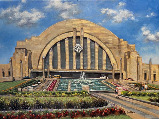 Oil painting of Union Terminal Cincinnati