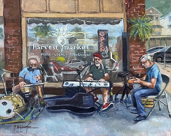 Harvest Market, Oil on Board, Artwork, Milford, Ohio 