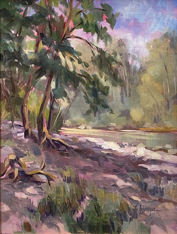 Shade Tree, Oil on Board, Artwork, Milford, Ohio 