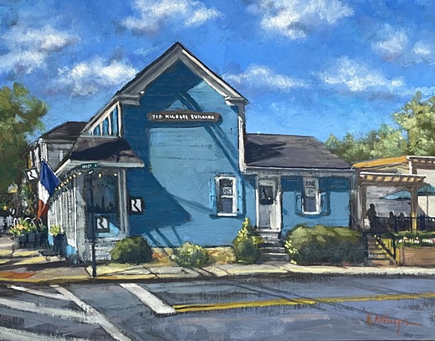 Le Bistrot Francais, Oil on Board, Artwork, Milford, Ohio 