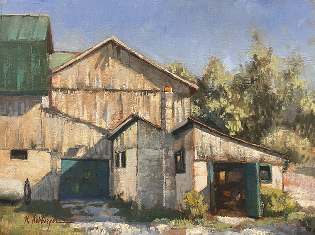 Barn, Oil on Board, Artwork, Milford, Ohio 