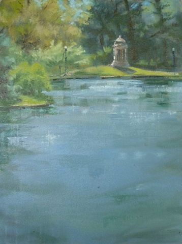 plein air painting of monument at Spring Grove Cemetery, Cincinnati, Ohio