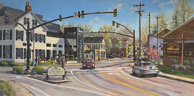 Mill Street Welcome, Oil on Canvas, Artwork, Milford, Ohio 