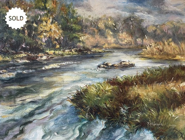 Little Miami River, Oil on Board, Artwork, Milford, Ohio 