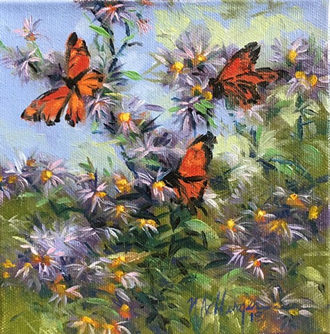 Monarch butterflies with flowers