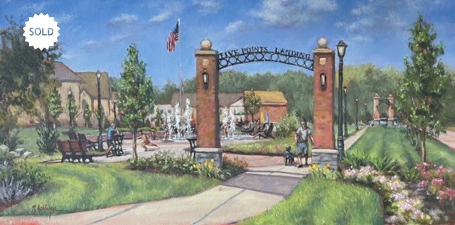 Five Points Landing, Oil on Board, Artwork, Milford, Ohio 