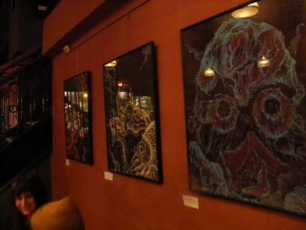 Woodcuts in my first solo exhibition in Boston, MA