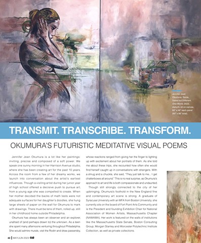 TRANSMIT. TRANSCRIBE. TRANSFORM. by Hannah Carrigan, Artscope Magazine May/June 2023 Art Basel Issue