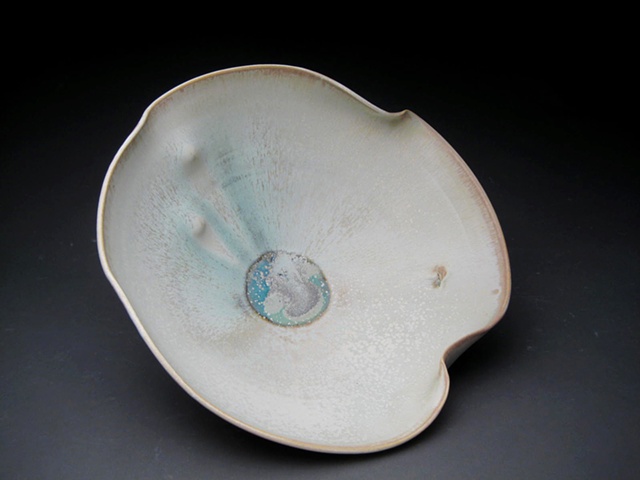 wheel thrown and altered porcelain shallow bowl