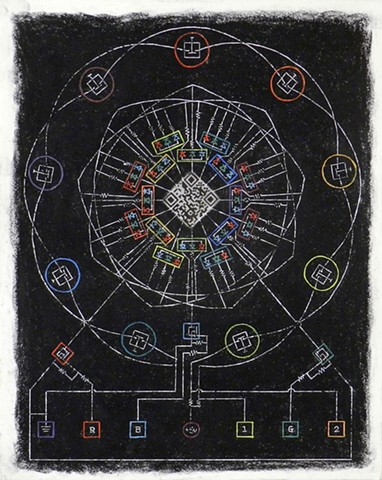 second in a series of QR Mandala drawings turning circuit diagrams into cosmological diagrams