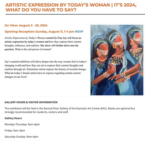 August 3–25, 2024: Artistic Expression by Today’s Woman