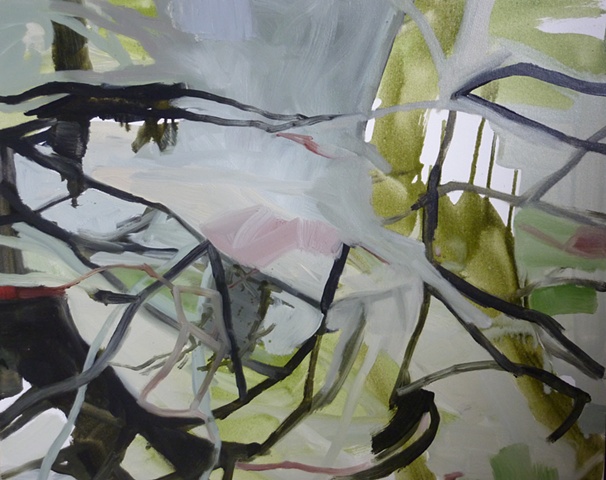 abstract contemporary oil painting, wetlands, swamps, water, australian artist, landscape by melissa boughey