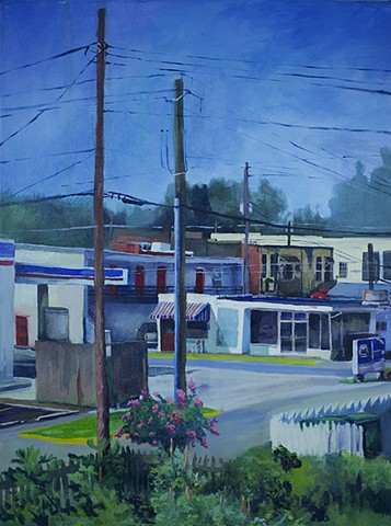 Valley and Middle, Looking Toward Main Street, Montevallo Alabama, Summer 2015 oil painting by Amy Feger