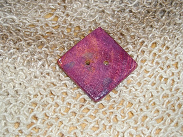 Square Purple Hand Cut Wood button
