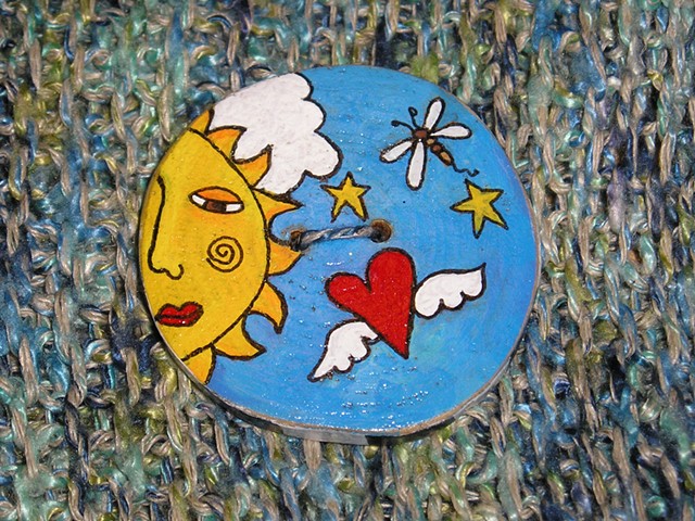 Sun and winged Love Button #2