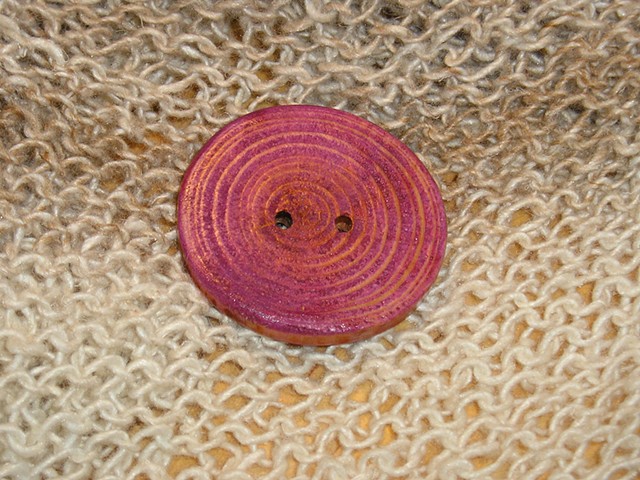 Round Purple Hand Cut Wood button