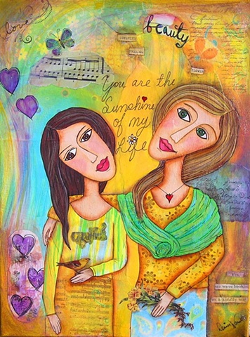 Mother Daughter Mixed Media