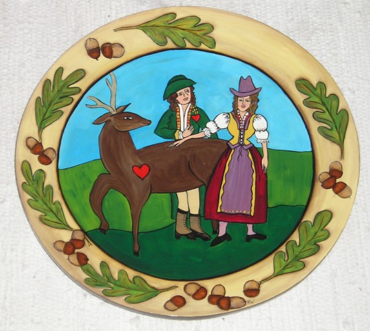 European Style Folk Art Plate