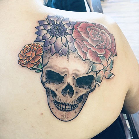 Skull with flowers 