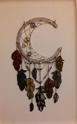 Stained glass dreamcatcher with feathers