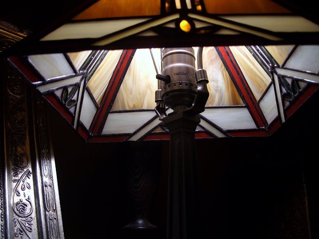 Mission lamp stained glass