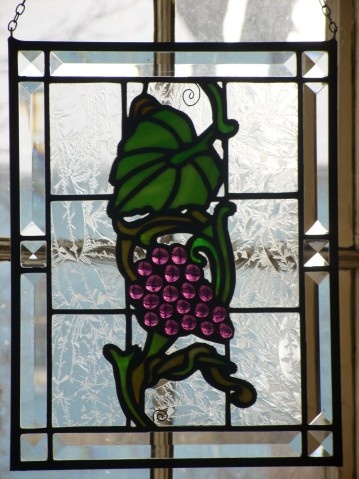 grape leaves stained glass