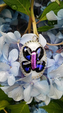 Ashes in glass butterfly pendant