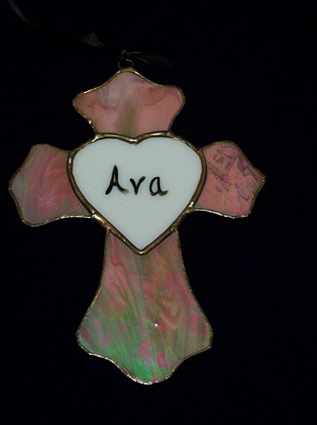 baptism cross stained glass