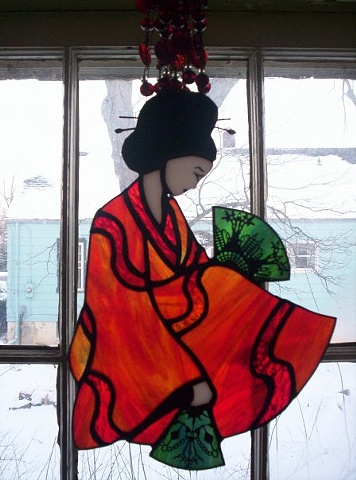 geisha stained glass