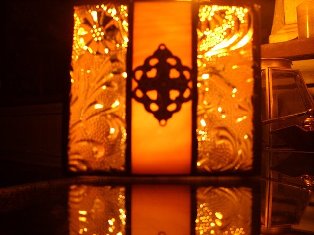  Stained glass Candle Holder with Filigree