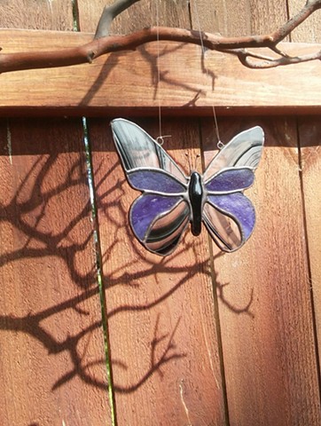Ashes in glass stained glass fused butterfly suncatcher