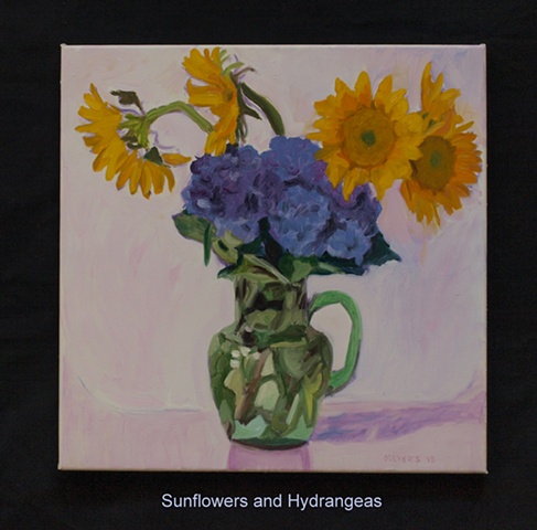 Sunflowers and Hydrangeas