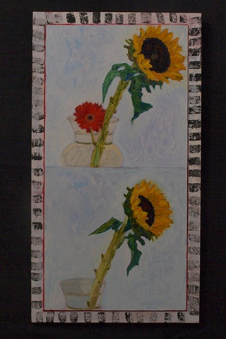 a double panel sunflower painting