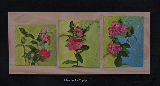 three panel still life with handmade frame