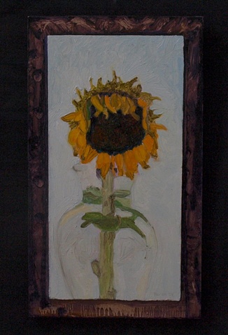 small still life oil painting with handpainted frame