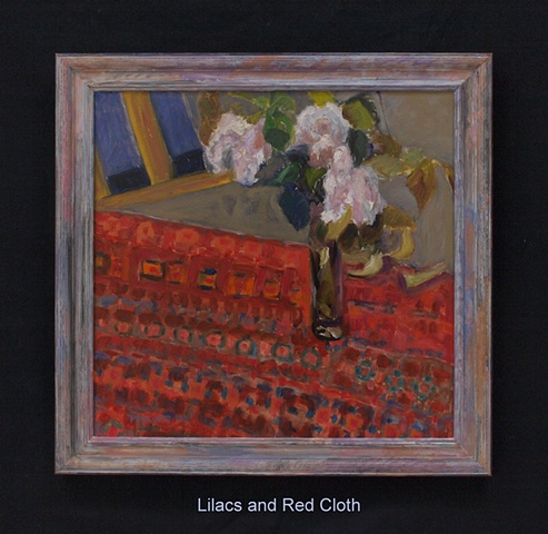 Lilacs and Red Cloth