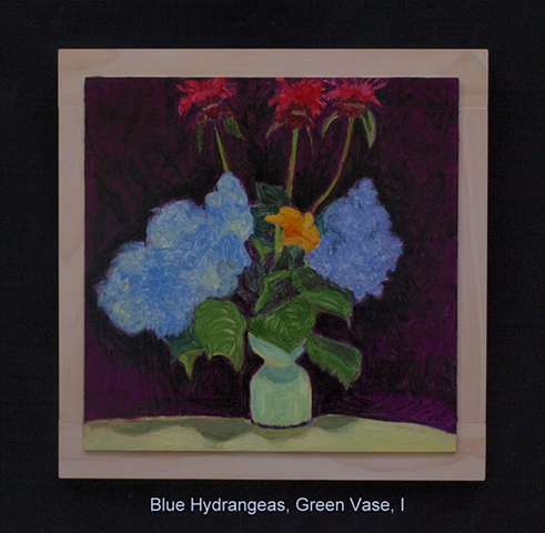 Purple Hydrangea, Green Vase, I