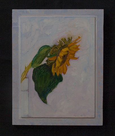 small still life oil painting with handpainted frame