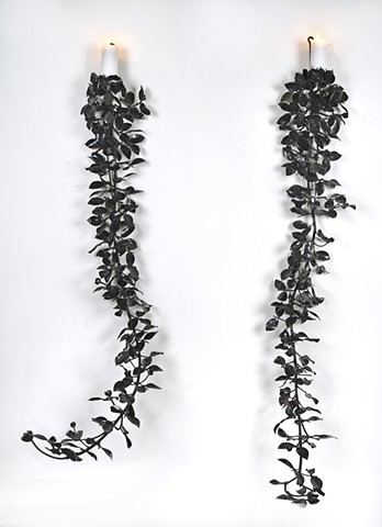 Forged steel candles decorative sconce wall sculpture