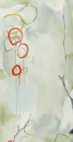Abstract oil painting inspired by nature, tree branch