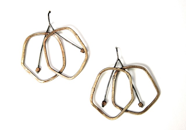 E-CHR Cherry earring made of ox, brass and silver by Jennifer Bennett of Di Luce Design