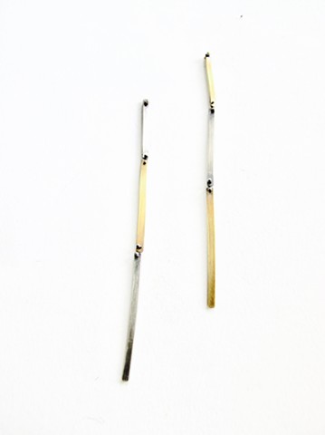 earring silver brass line straight link long mixed-metal dilucedesign jennifer bennett 