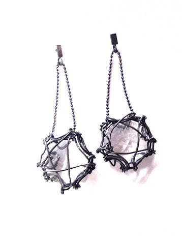E-DGBF (diamonds are a girl's best friend) Reclaimed chandelier crystals, steel, and oxidized silver hand made by Jennifer Bennett