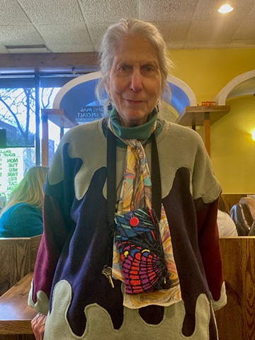 Mom in colorful assemblage 